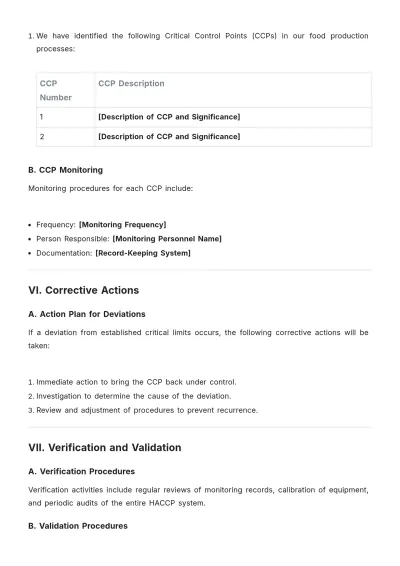 Free HACCP Food Safety Plan Template to Edit Online