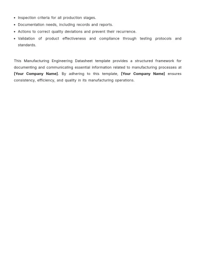 Free Manufacturing Engineering Datasheet Template to Edit Online