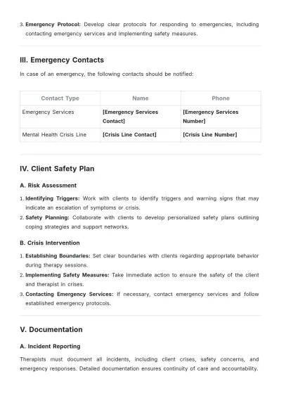 Free Safety Plan Template For Therapist to Edit Online