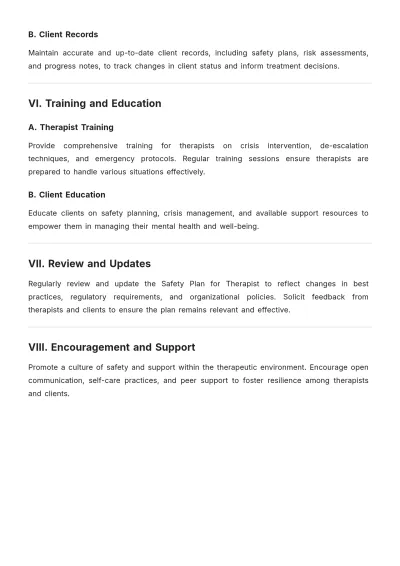 Free Safety Plan Template For Therapist to Edit Online