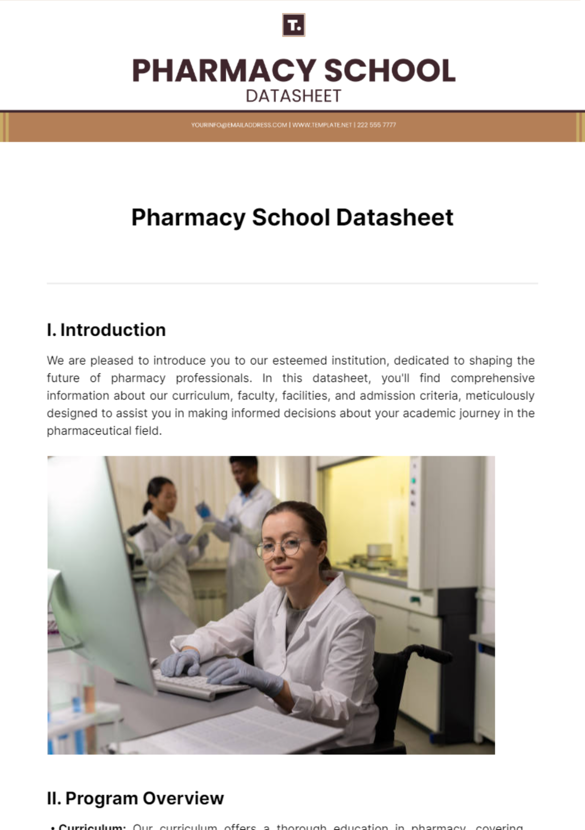 Pharmacy School Datasheet Template - Edit Online & Download