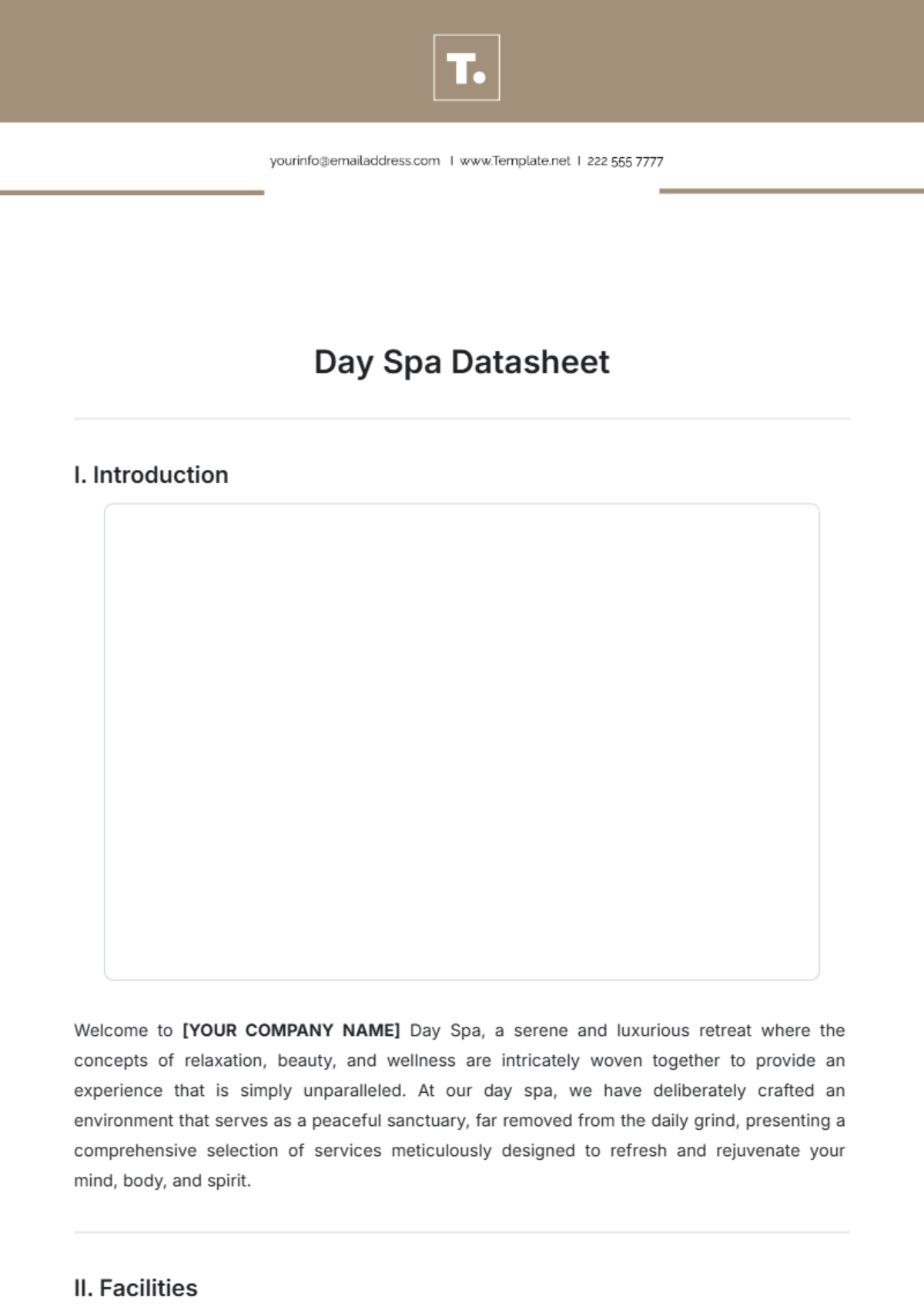 Day Spa Datasheet Template - Edit Online & Download