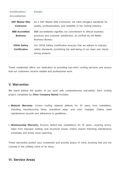 Free Roofing Company Datasheet Template to Edit Online