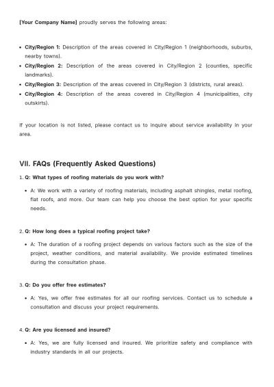 Free Roofing Company Datasheet Template to Edit Online