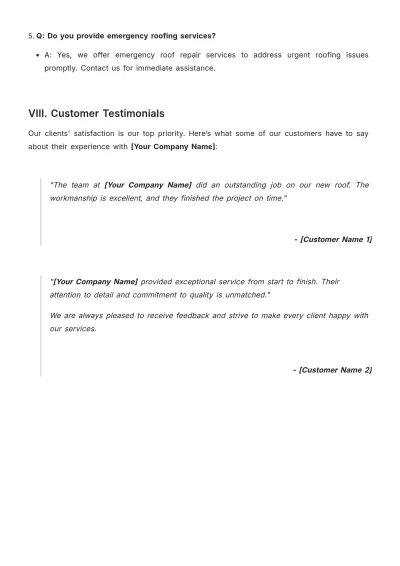 Free Roofing Company Datasheet Template to Edit Online