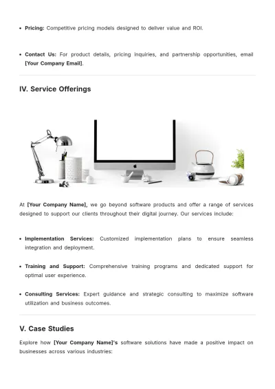 Free Computer Software Company Datasheet Template to Edit Online