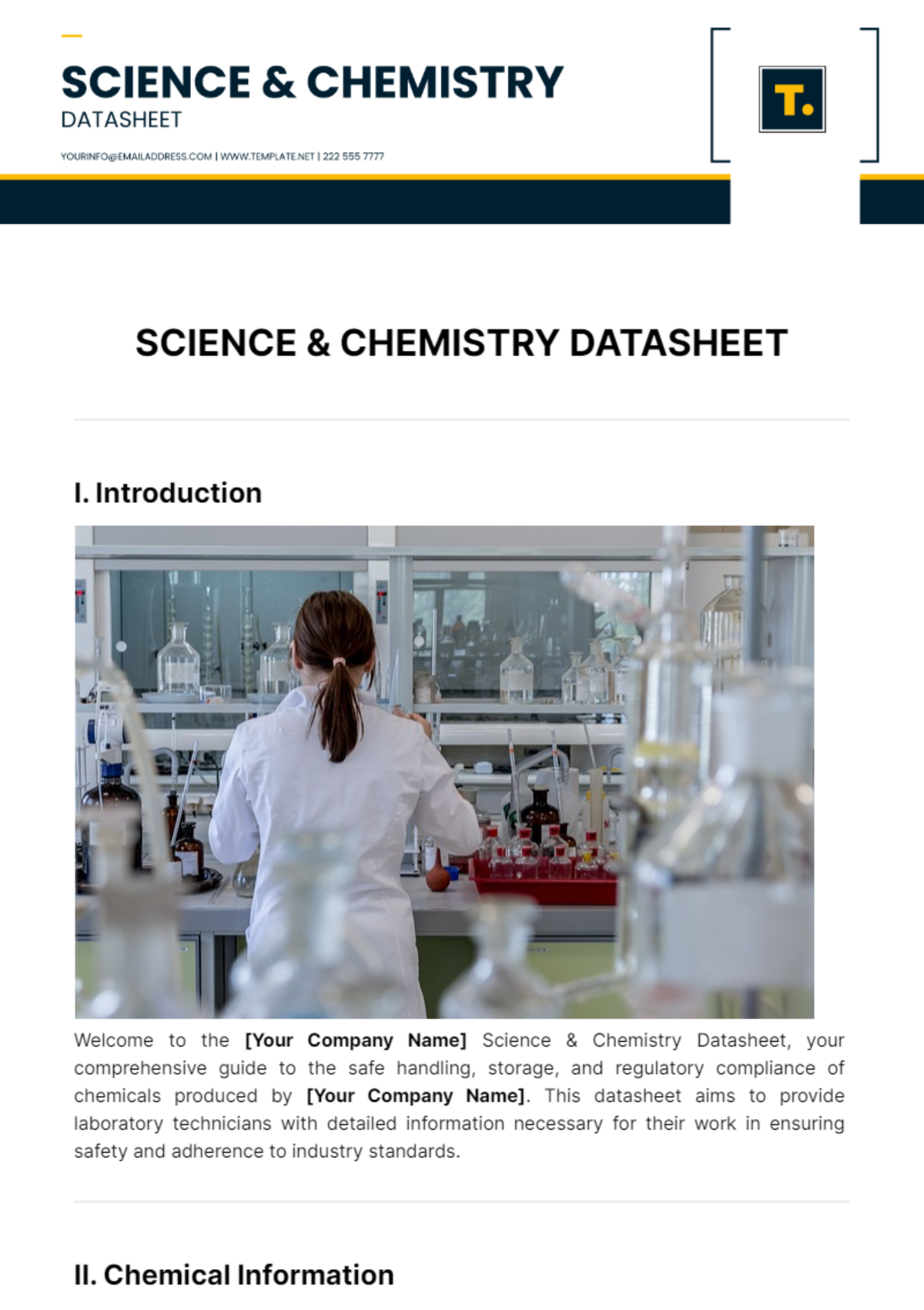 Free Science & Chemistry Datasheet Template
