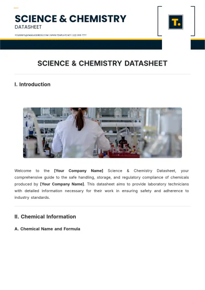Free Science & Chemistry Datasheet Template to Edit Online
