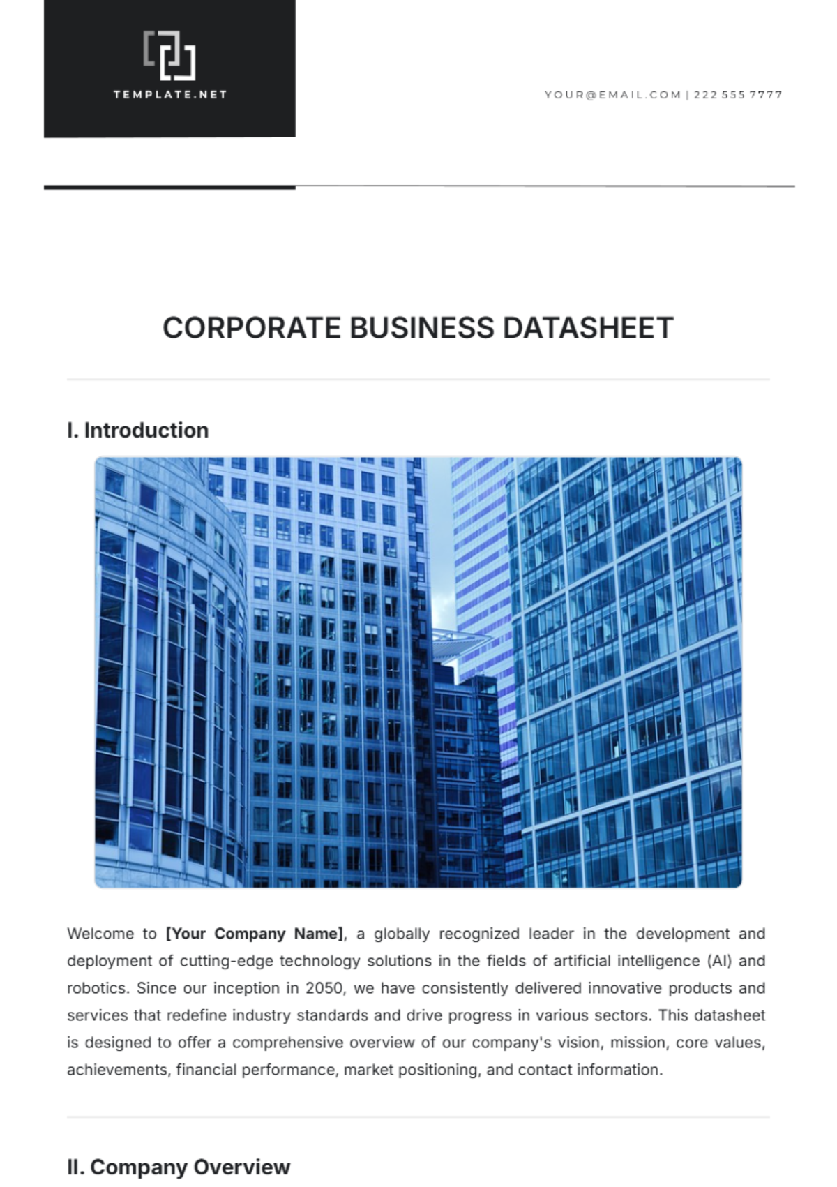 Corporate Business Datasheet Template - Edit Online & Download