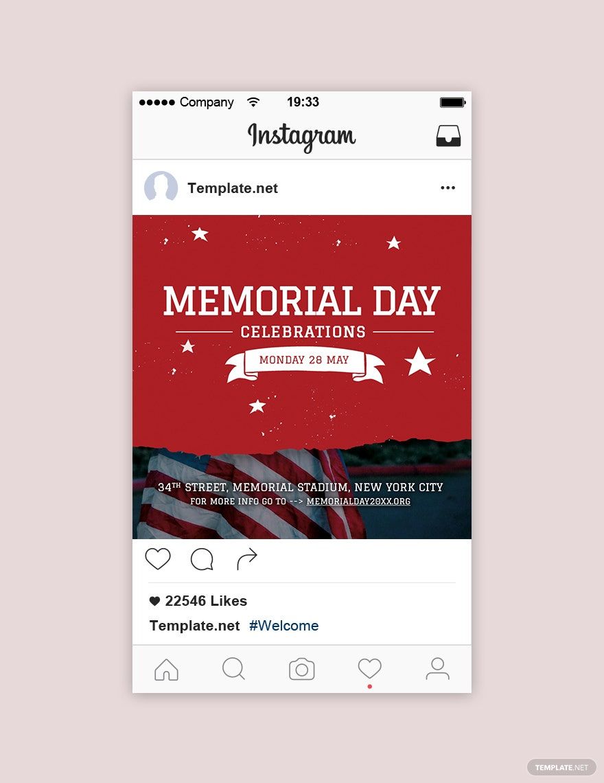Free Memorial Day Instagram Post Template in PSD