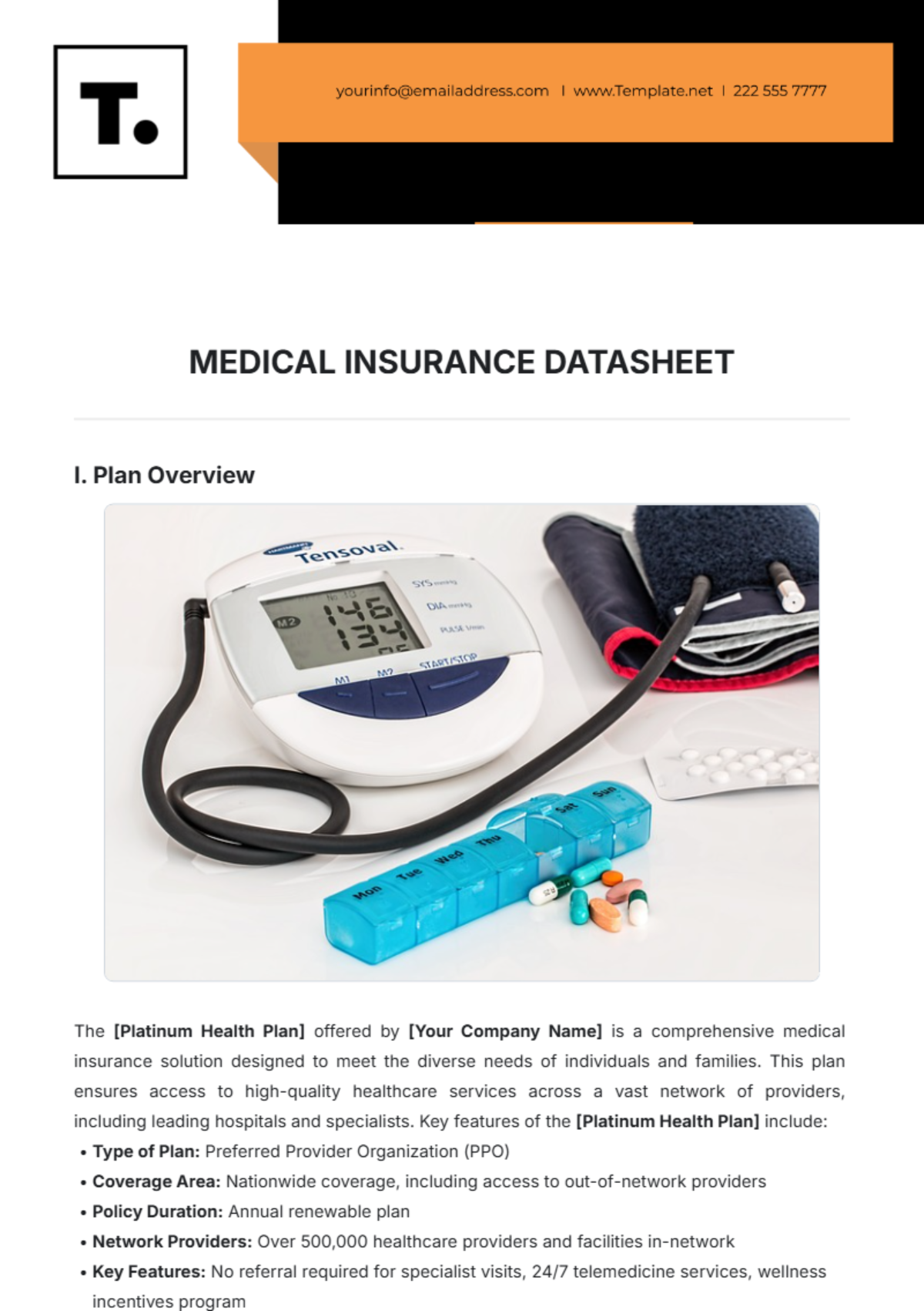 Medical Insurance Datasheet Template - Edit Online & Download