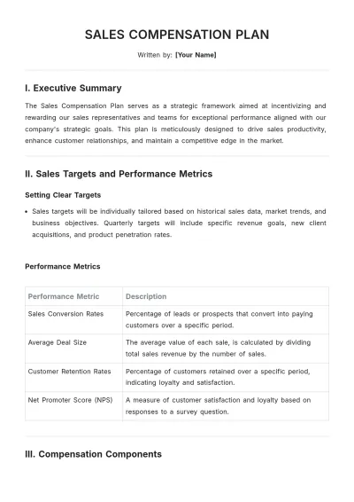 Free Sales Compensation Plan Template to Edit Online