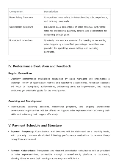 Free Sales Compensation Plan Template to Edit Online