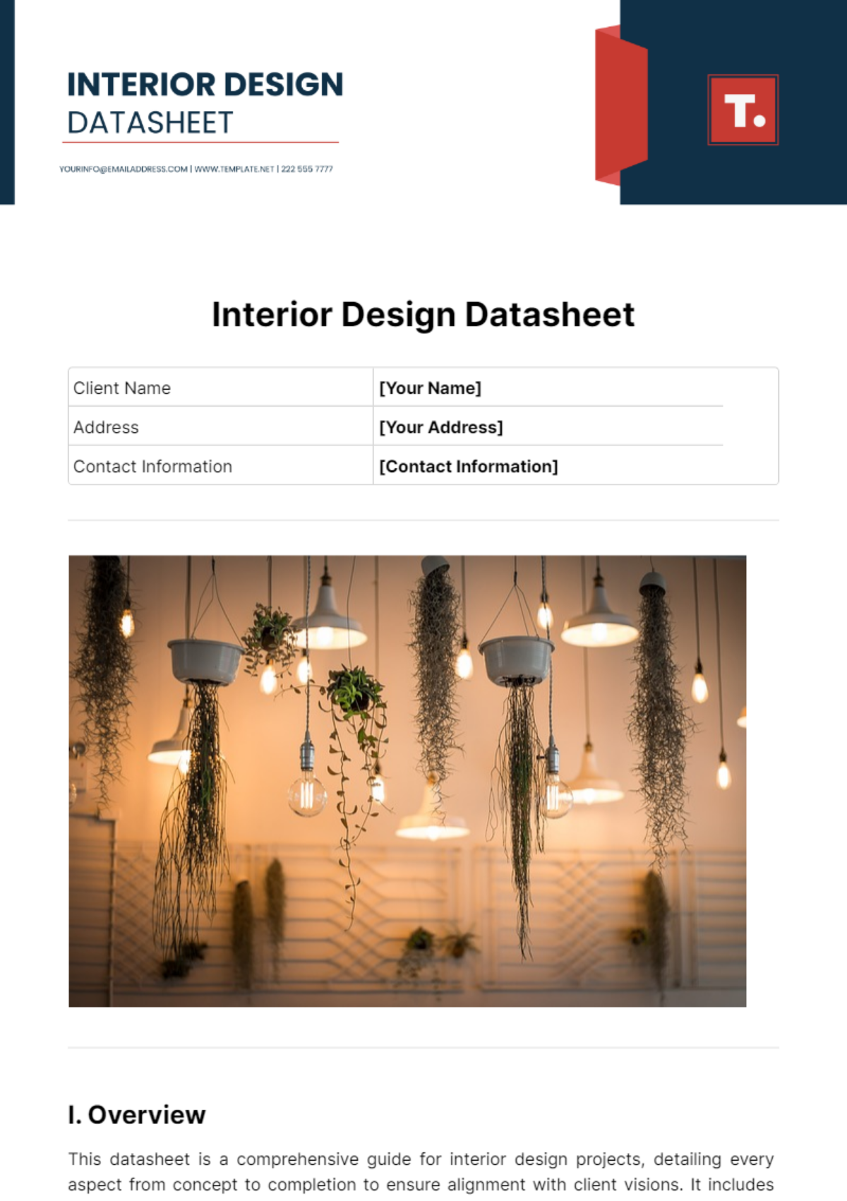 Interior Design Datasheet Template - Edit Online & Download