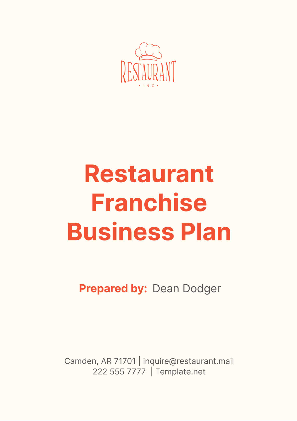 Restaurant Franchise Business Plan Template - Edit Online & Download