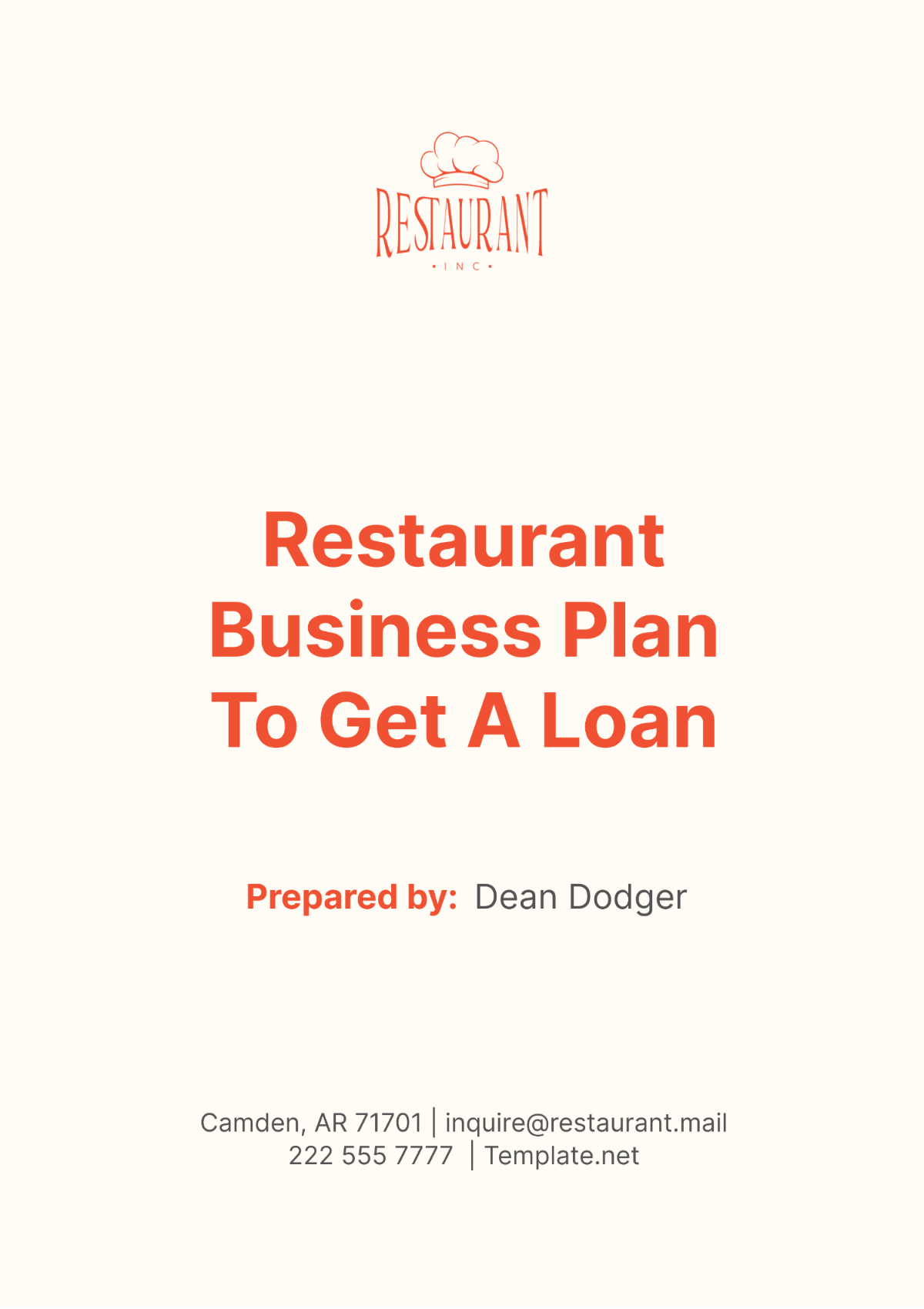 Restaurant Business Plan To Get A Loan Template - Edit Online & Download