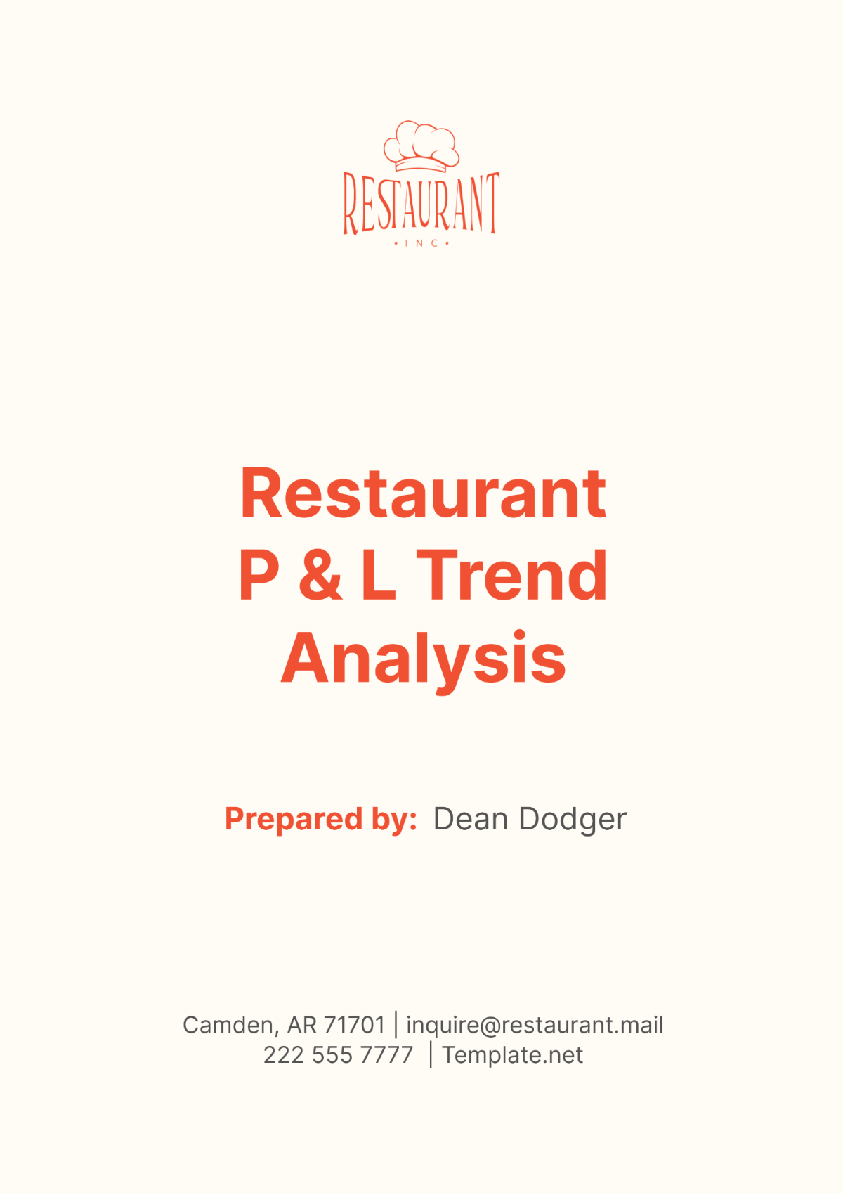 Free Restaurant P & L Trend Analysis Template