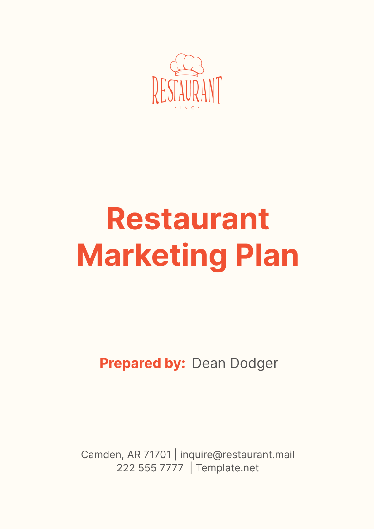 Restaurant Marketing Plan Template - Edit Online & Download