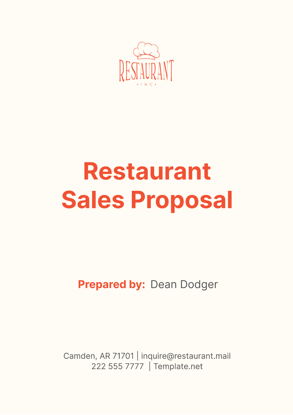 Restaurant Sales Proposal Template