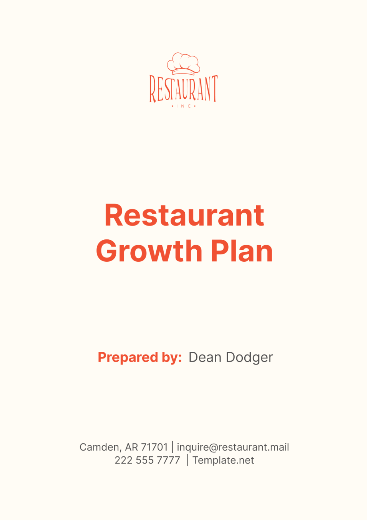 Restaurant Growth Plan Template - Edit Online & Download