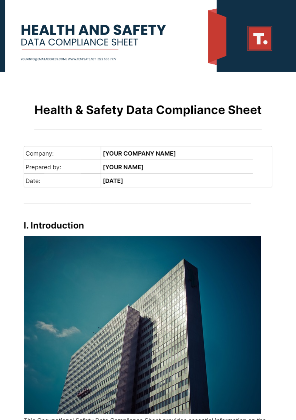 Free Health & Safety Data Compliance Sheet Template