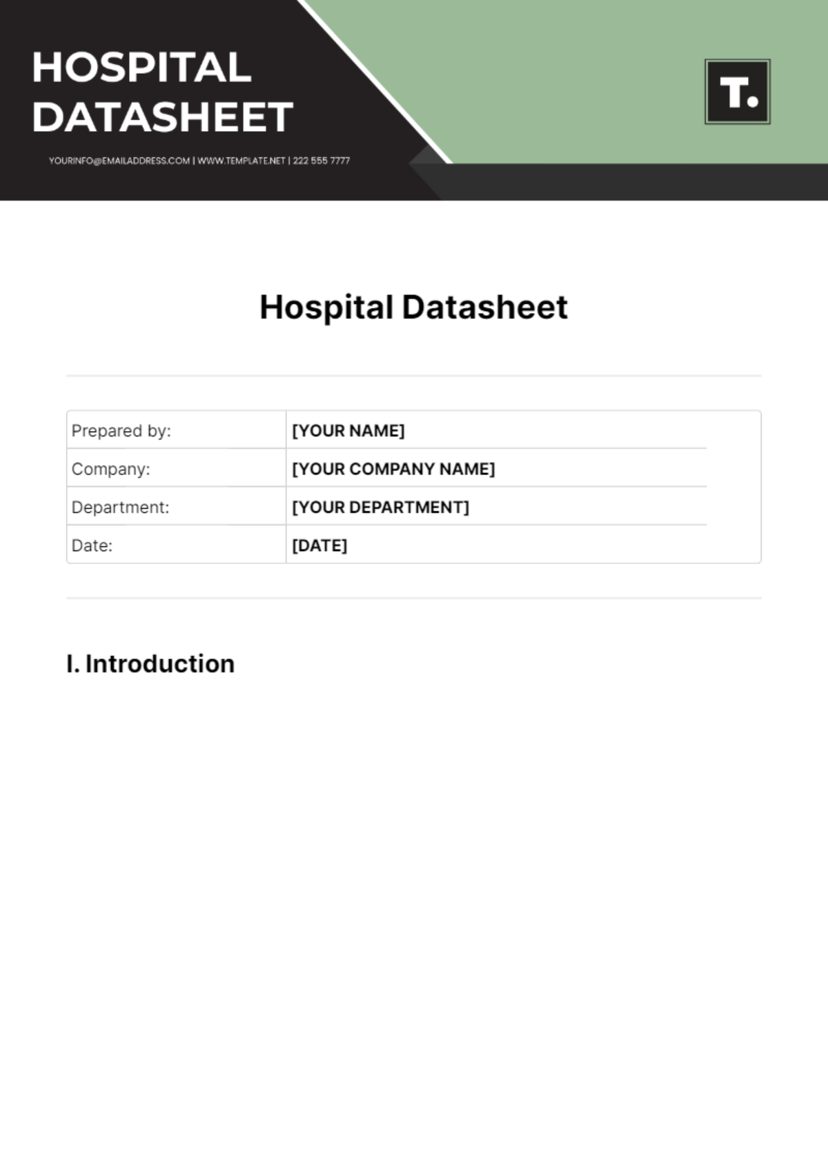 Hospital Datasheet Template - Edit Online & Download