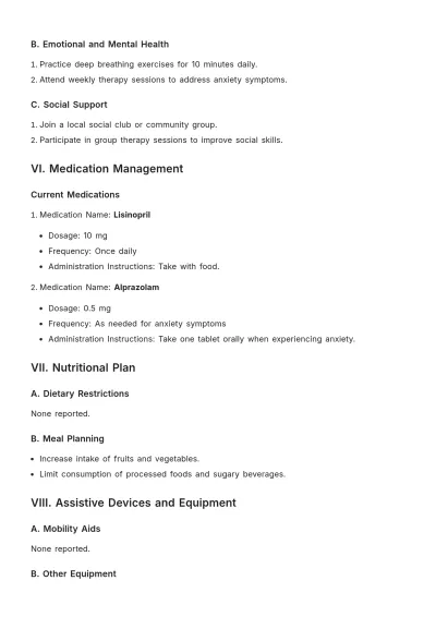 Free Client Care Plan Template to Edit Online