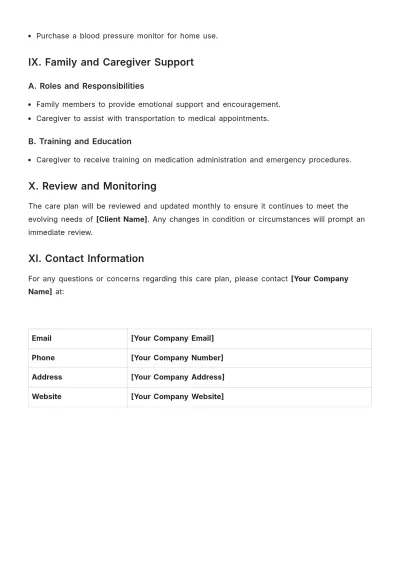 Free Client Care Plan Template to Edit Online