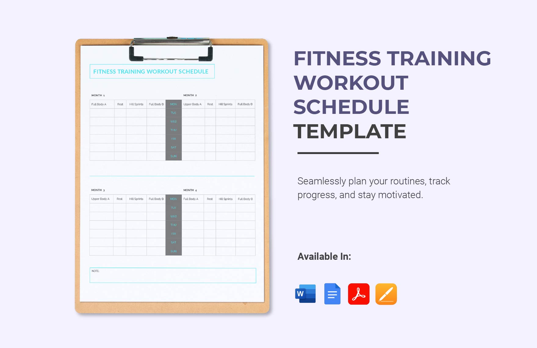 FREE Workout Schedule Template - Download in Word, Google Docs, Excel, PDF,  Google Sheets, Illustrator, Apple Pages, Apple Numbers