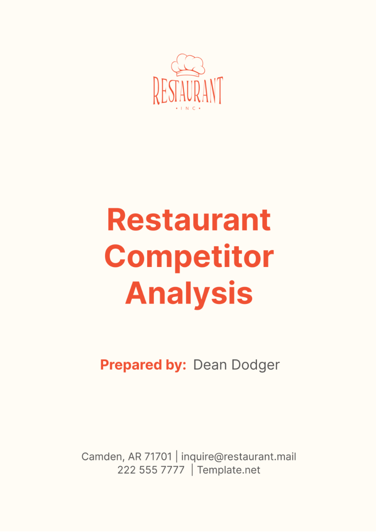 Free Restaurant Competitor Analysis Template