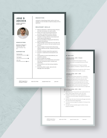 Home Energy Auditor Resume Download