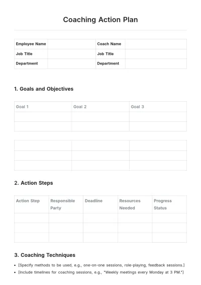 Free Coaching Action Plan Template to Edit Online