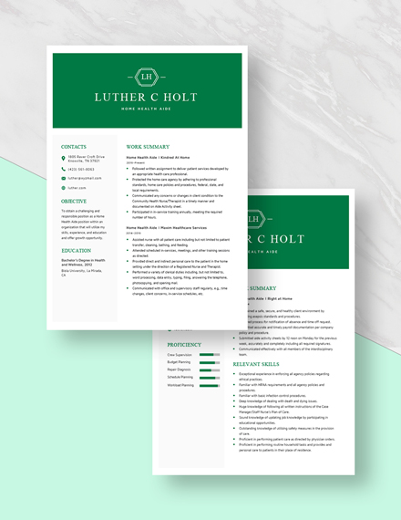 Home Health Aide Resume Download