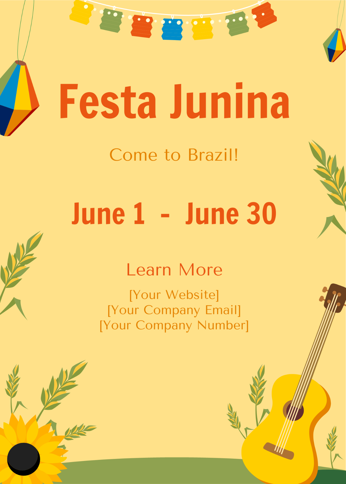 Free Festa Junina Invitation Cards Template