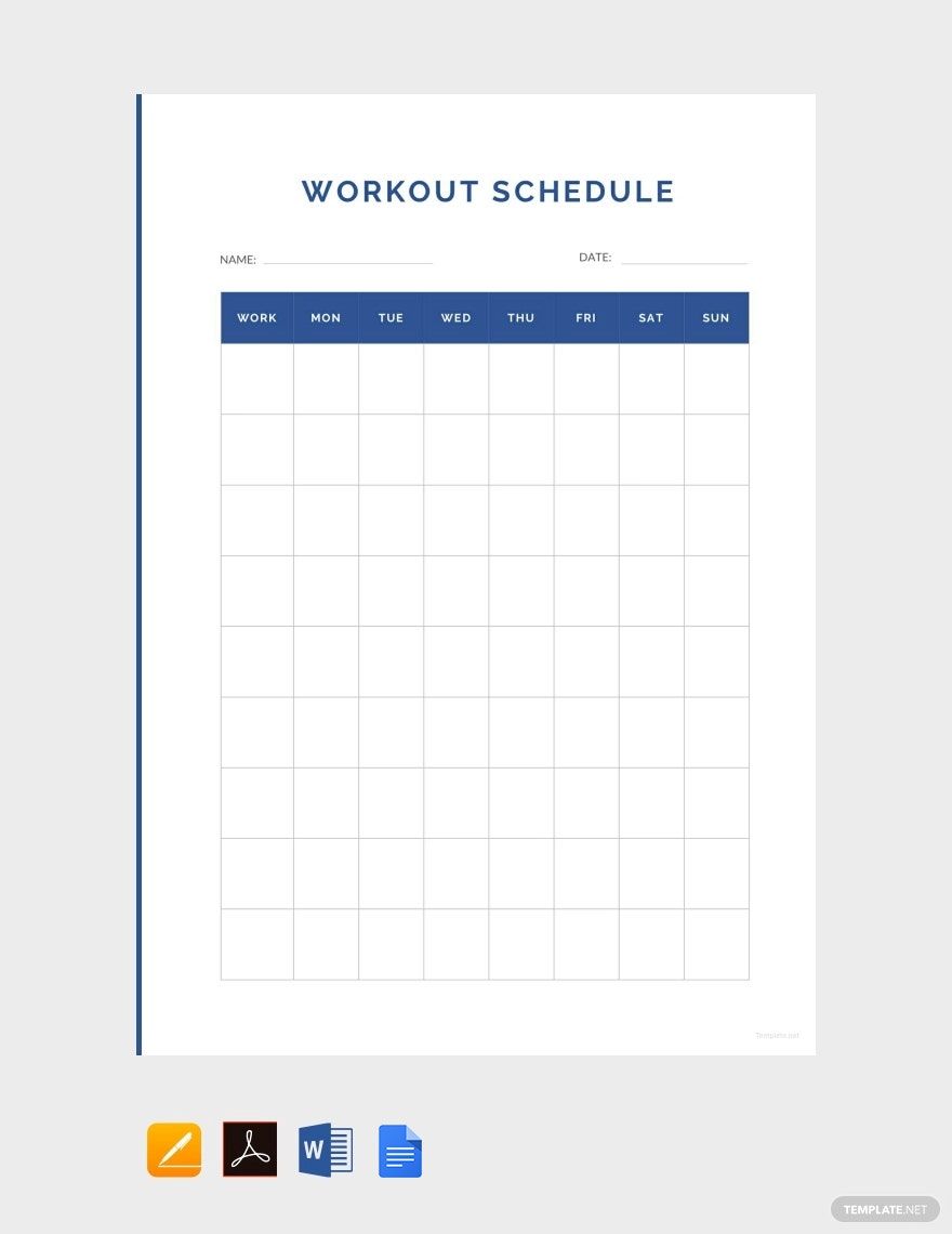 Simple Workout Schedule Template