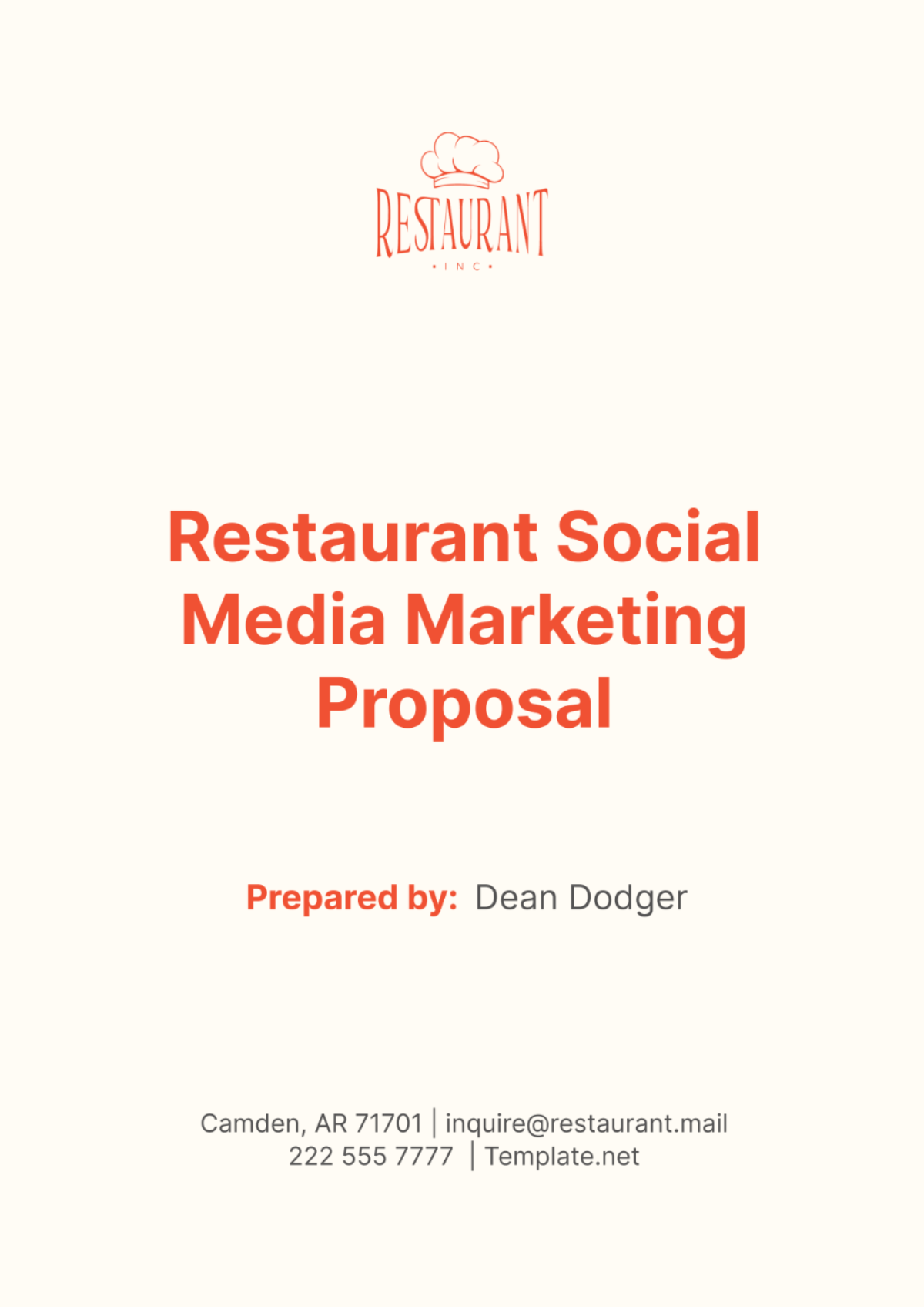 Restaurant Social Media Marketing Proposal Template