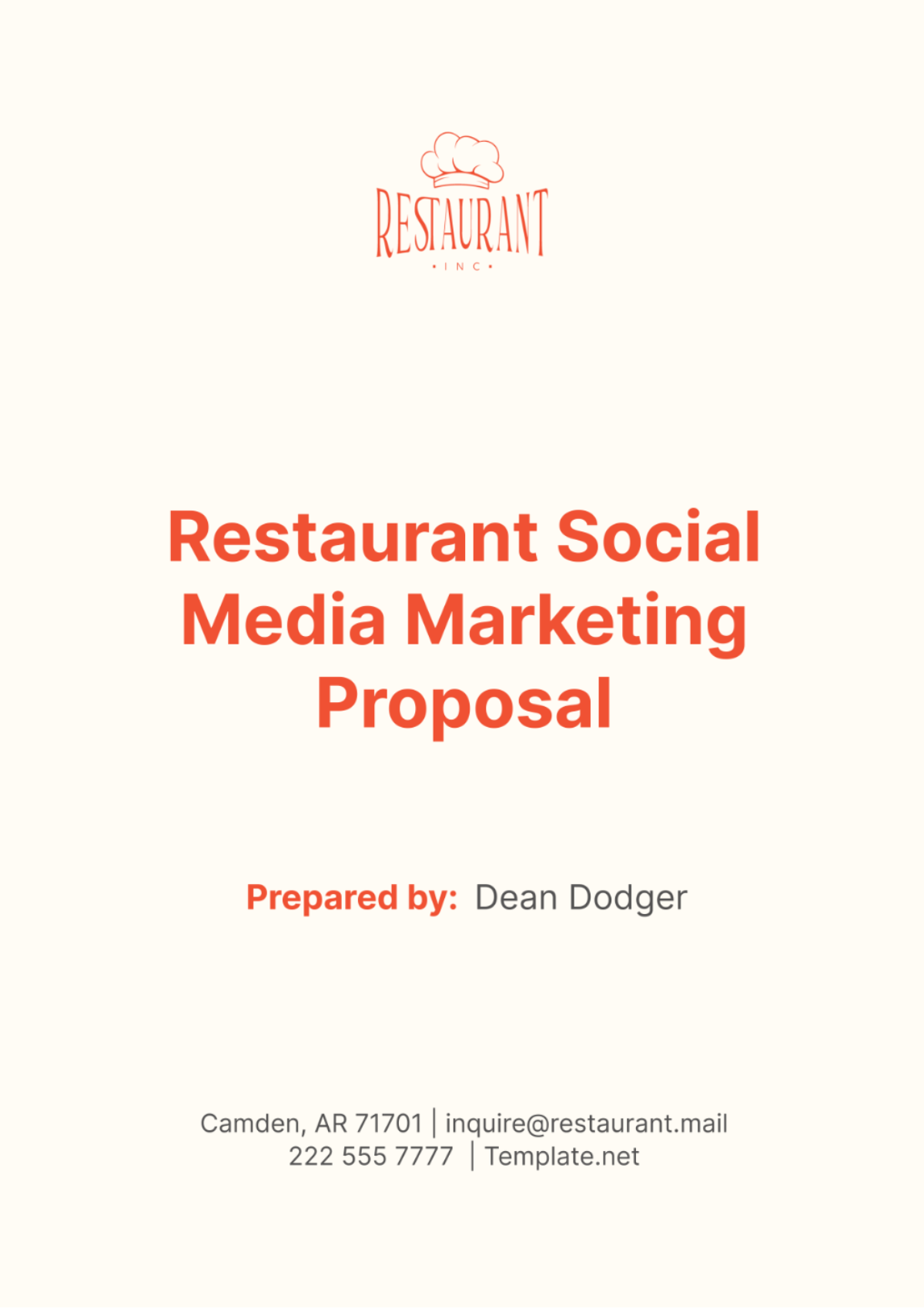 Restaurant Social Media Marketing Proposal Template - Edit Online & Download