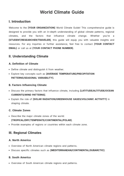 Free World Climate Guide Template to Edit Online