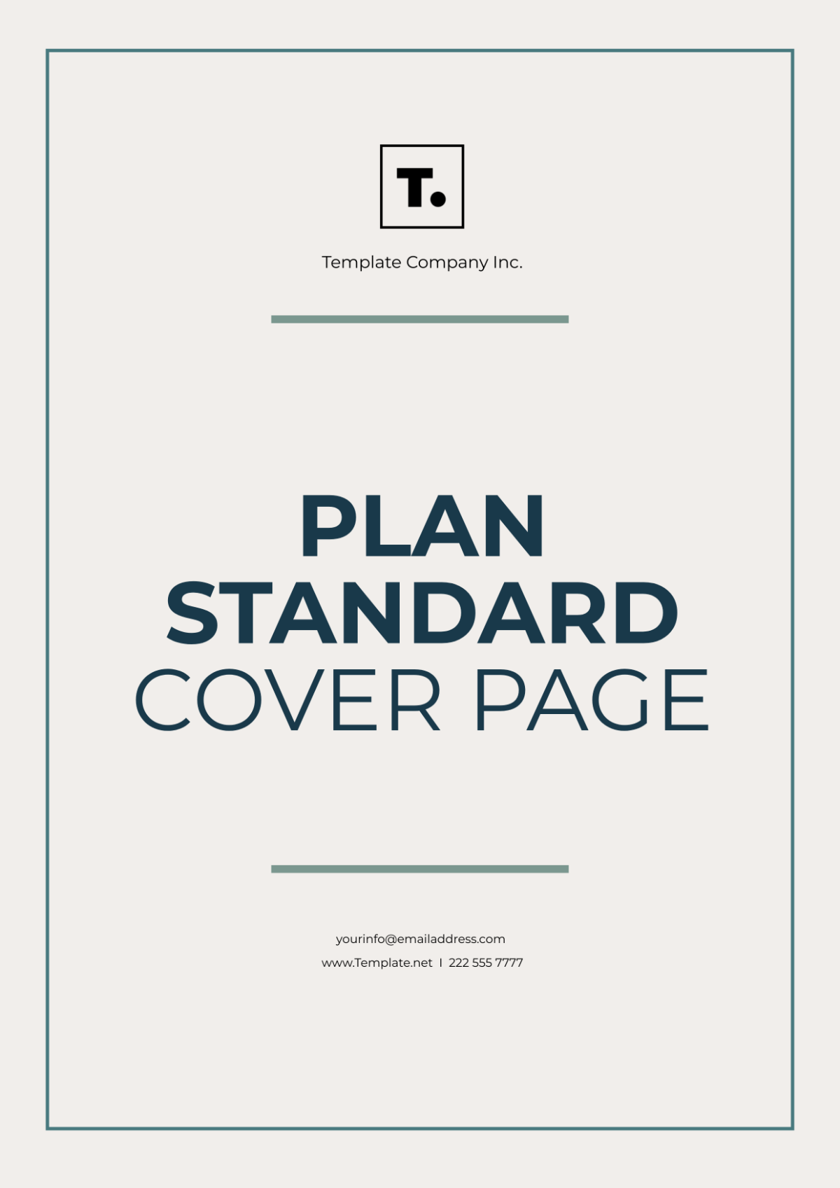 Plan Standard Cover Page Template