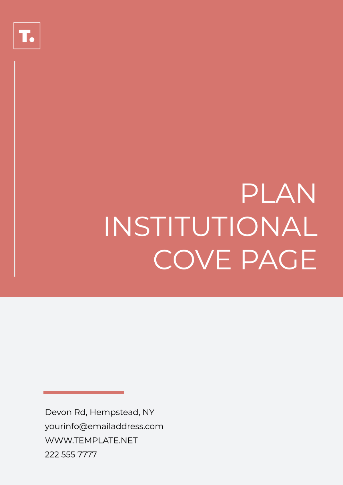 Plan Institutional Cover Page