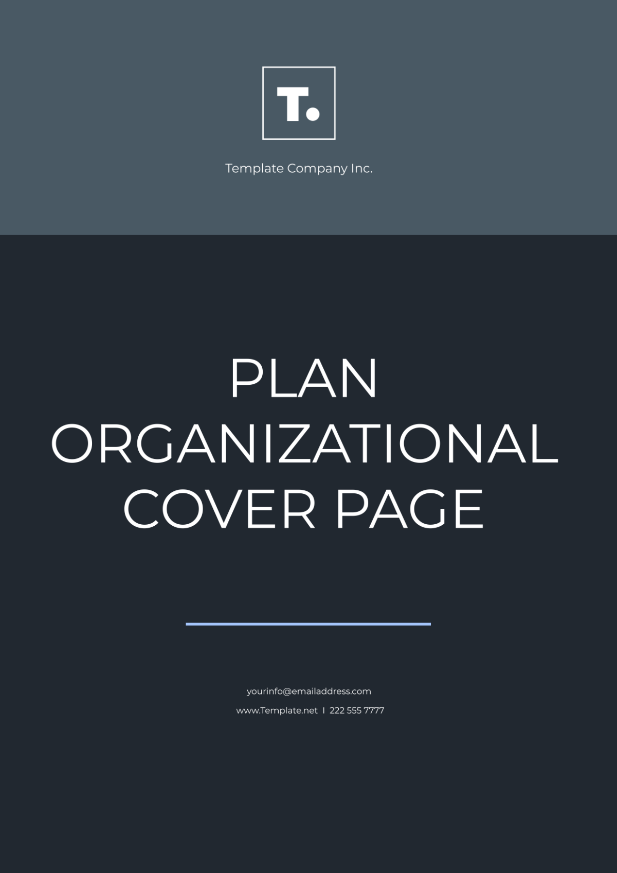 Plan Organizational Cover Page Template