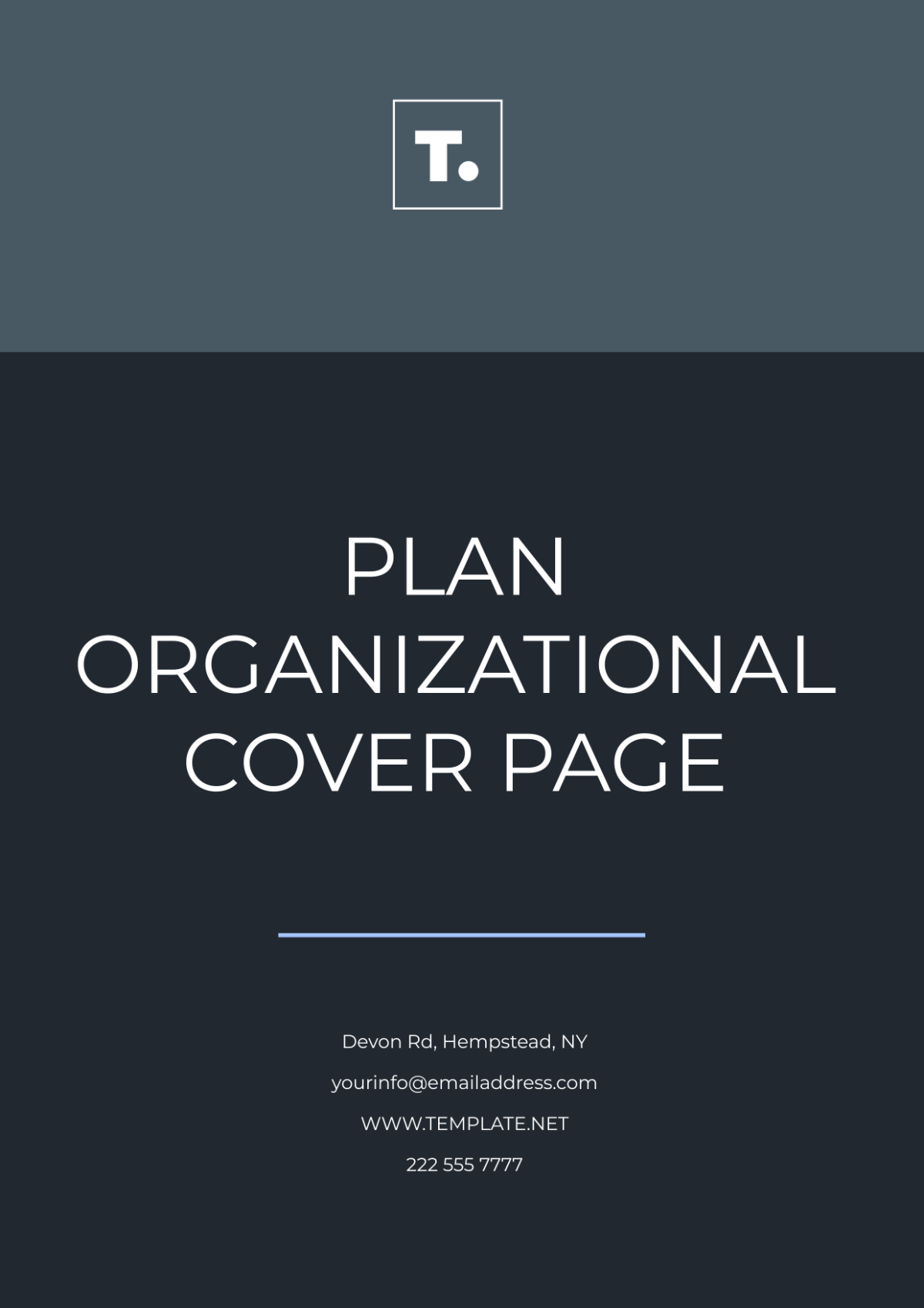 Plan Organizational Cover Page