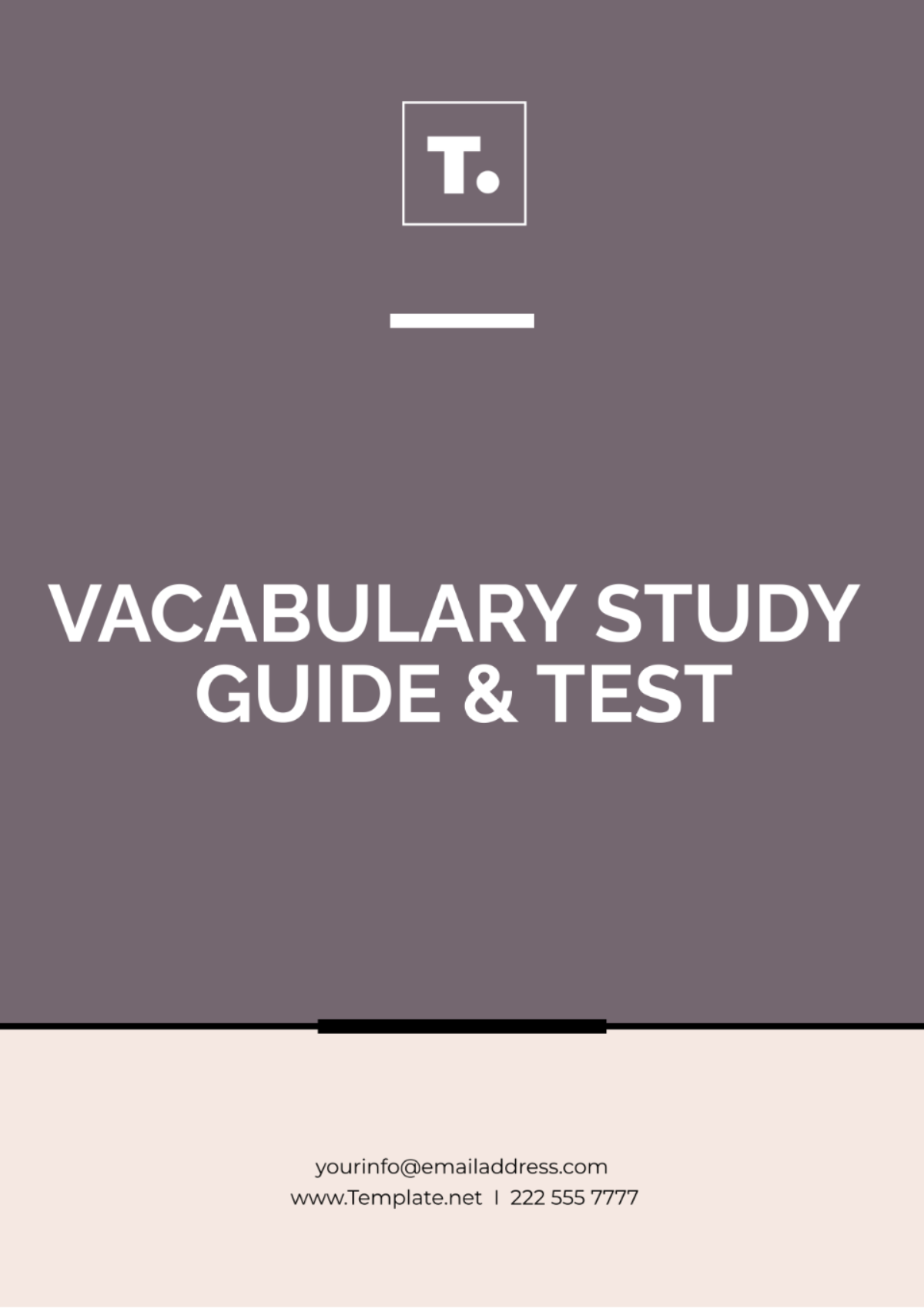 Vocabulary Study Guide & Test Template