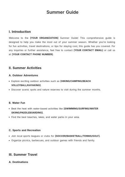 Free Summer Guide Template to Edit Online