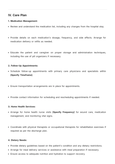 Free Care Plan Template to Edit Online