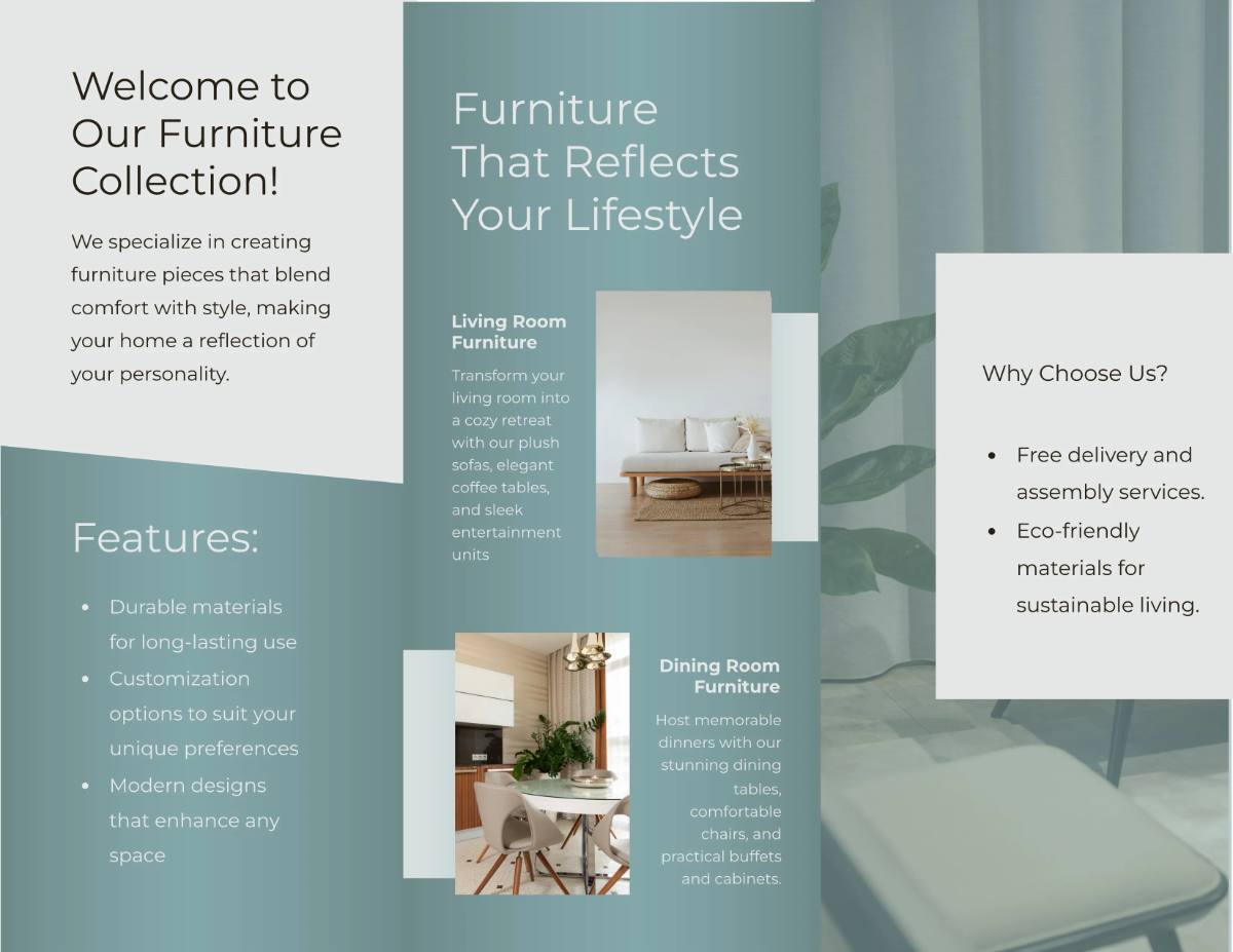 Free Home Furniture Brochure Template to Edit Online