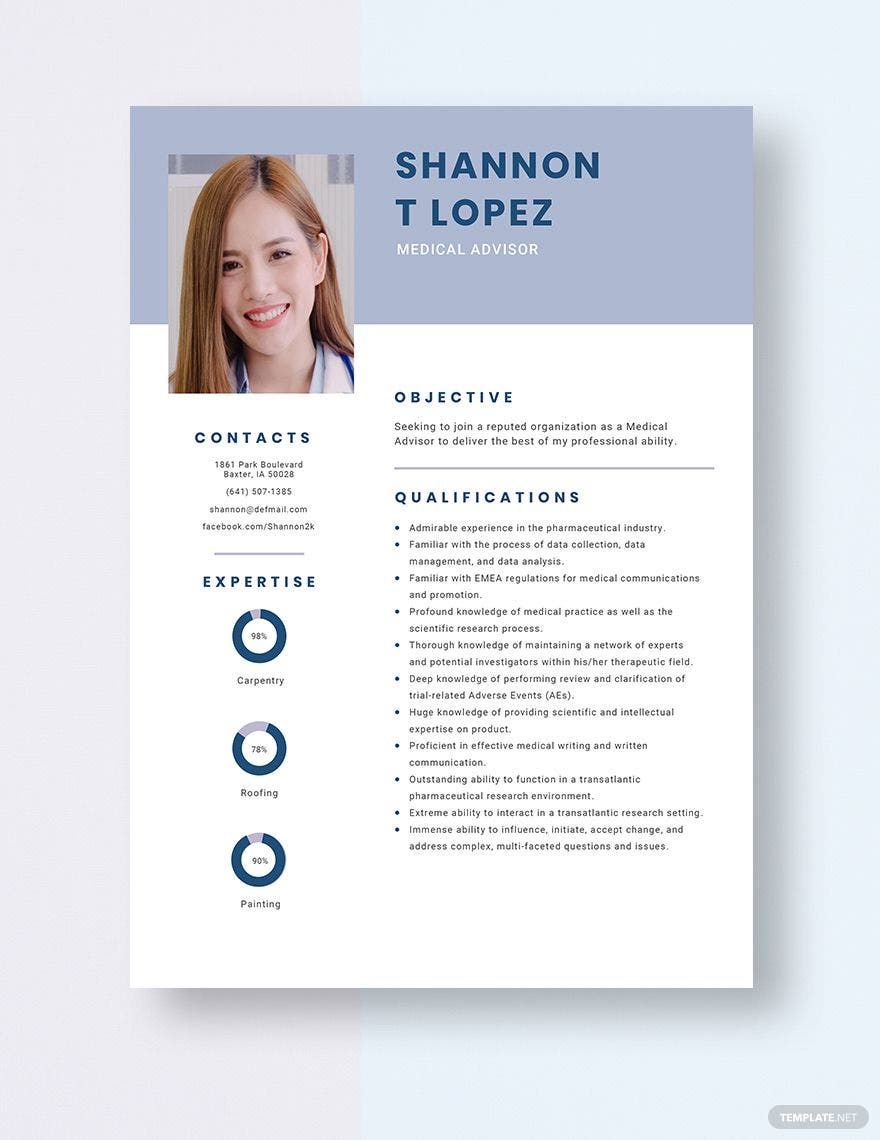 Medical Advisor Resume in Word, Apple Pages