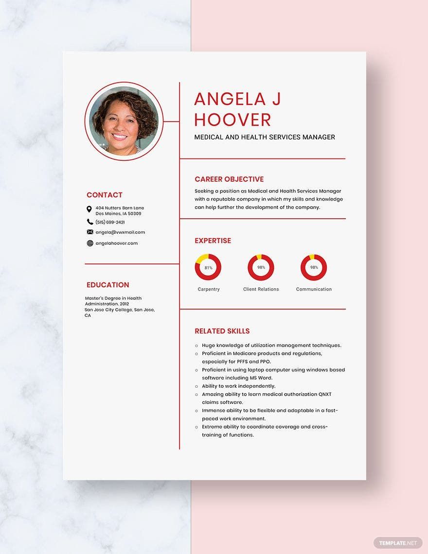 Free Medical and Health Services Manager Resume Template