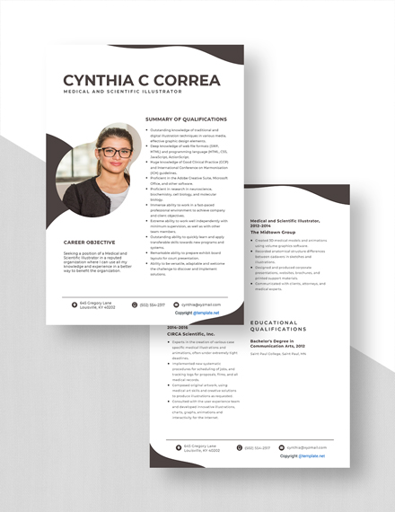 Medical and Scientific Illustrator Resume Template - Word, Apple Pages