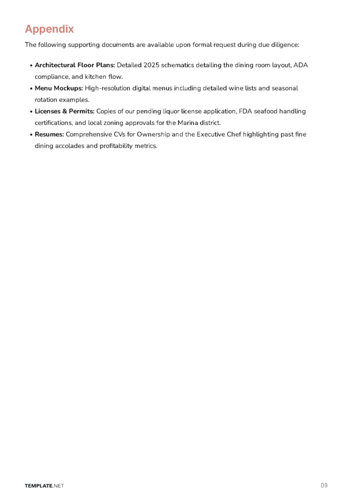 Free Restaurant Business Plan Template to Edit Online